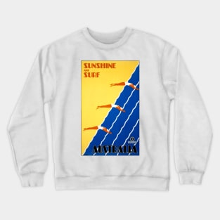 Vintage Travel Poster  Sunshine and Surf Australia Crewneck Sweatshirt